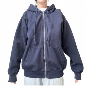 Brandy Melville Navy Zip-Up Hoodie